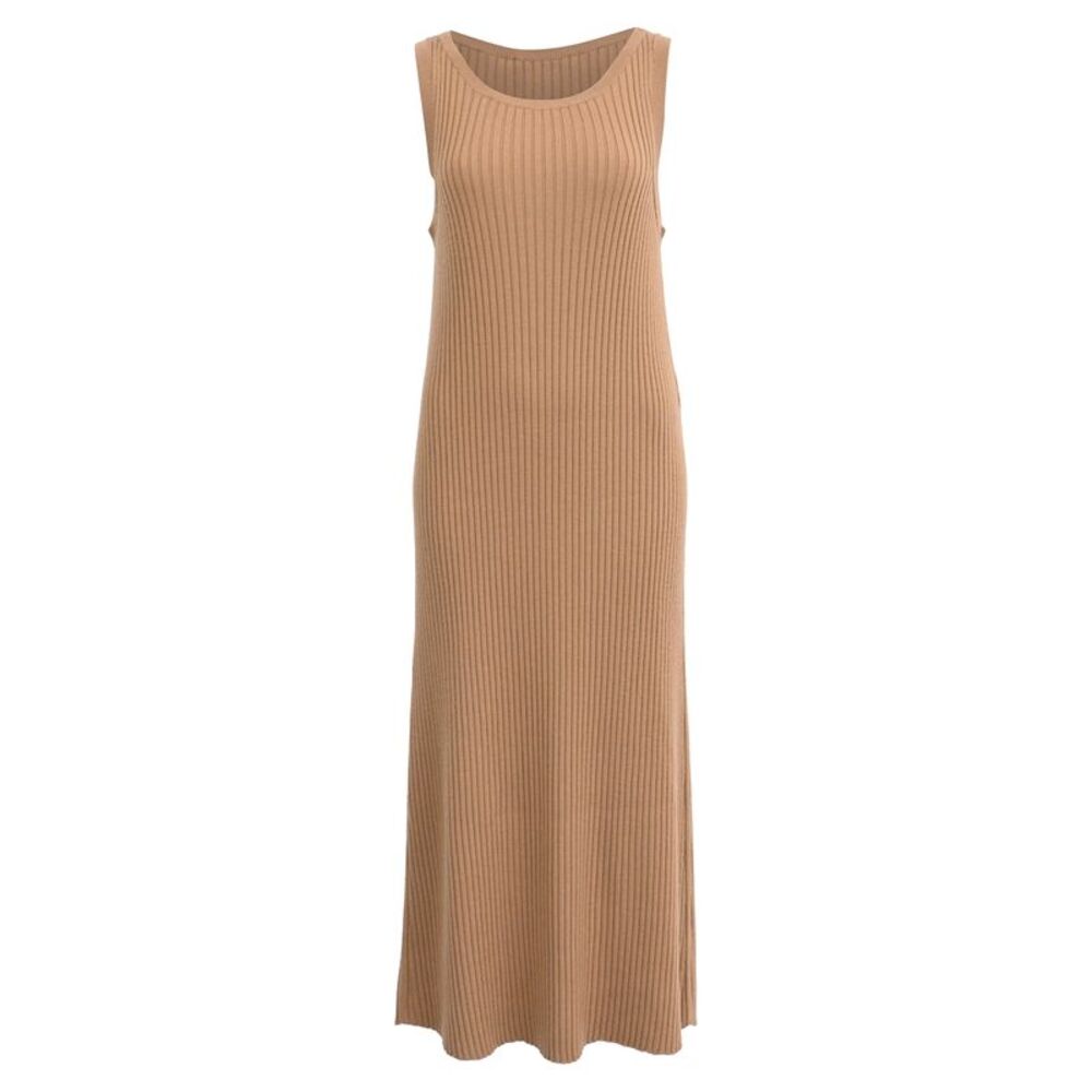 Chloé Ribbed Tank Midi Dress in Brown Wool